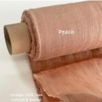 Peach apricot 100% pure linen fabric roll, muted warm tone linen