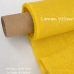 Soft lemon yellow 100% pure linen fabric by the yard, butter yellow linen